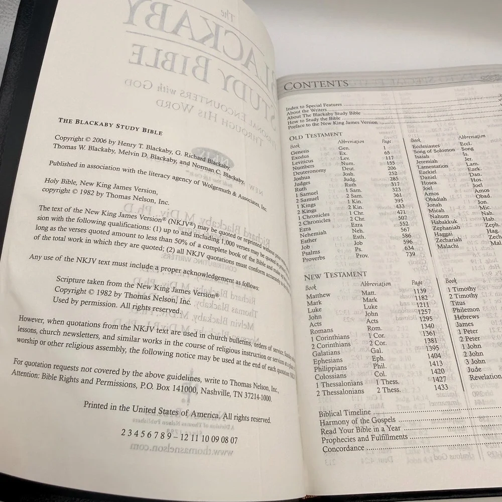 NKJV The Blackaby Study Bible Black Bonded Leather Thumb Indexed Gold Edges 2006